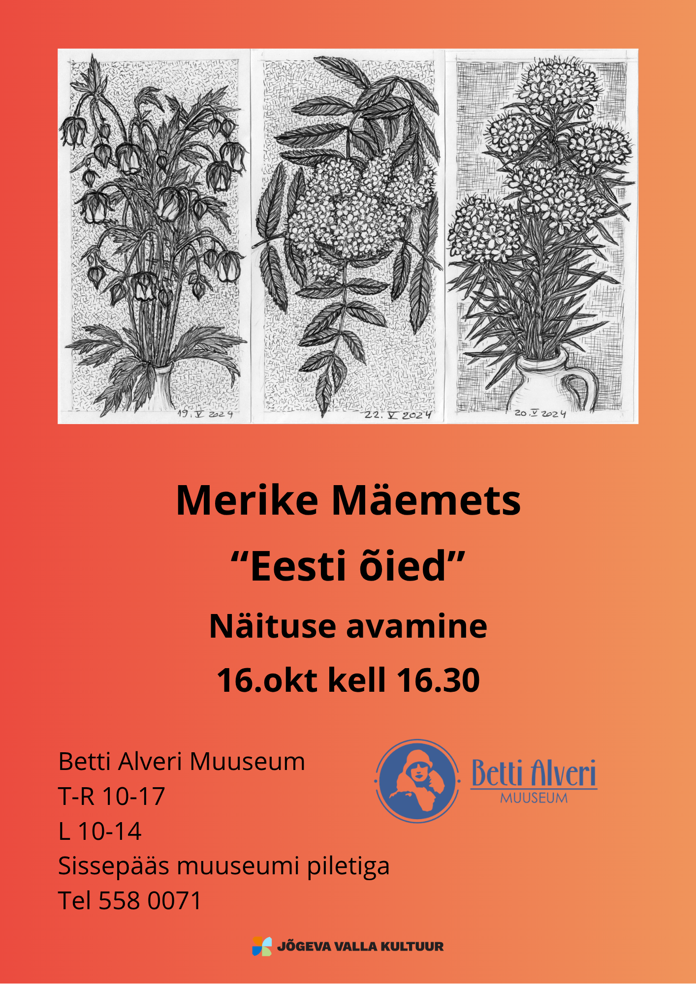 Merike Mäemetsa näituse “Eesti õied” avamine 16. oktoobril kell 16.30